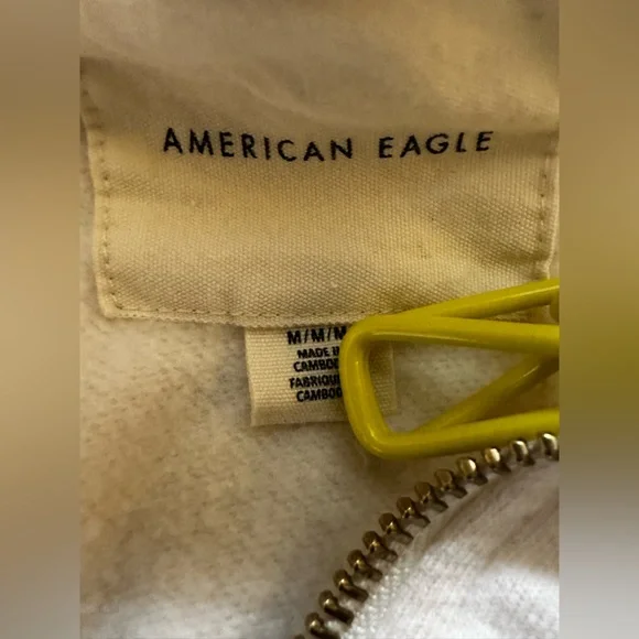 American Eagle Cream Oversized Zip Up Hoodie Medium Cozy Athleisure - Picture 6 of 6